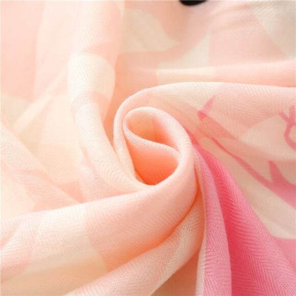 NEW Boho Floral Tasseled Rectangle Soft Chic Scarf Large Pink White Black - Picture 8 of 15